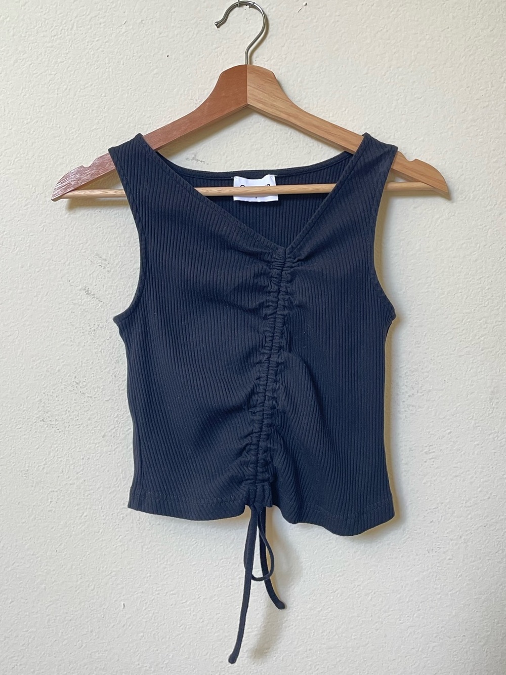 Callahan Black Ruched Ribbed Top
